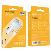 Incarcator auto Borofone BZ14 Max - 2xUSB - 2,4A + cablu microusb alb
