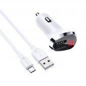 Incarcator auto cu cablu de date microusb Borofone BZ15 2xUSB 2,4A